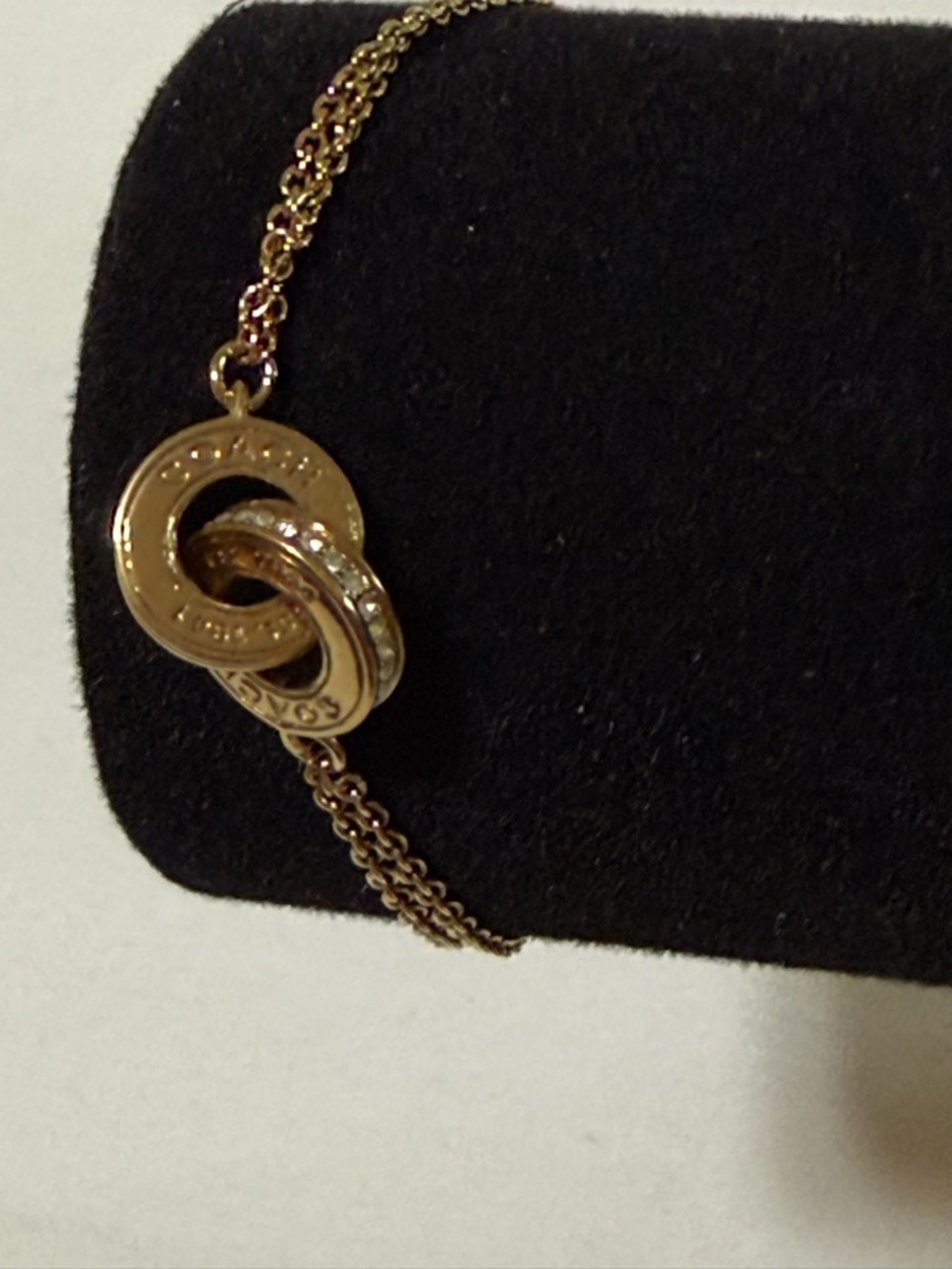 Coach Gold-Tone Circle Pendant Necklace with Crystal Accent - Picture 3 of 6